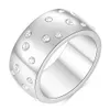 10MM eenvoudige stijl brede ring hoogglans roestvrij staal onregelmatige verdeling zirconia ringen voor vrouwen huwelijksverjaardag verjaardagscadeau yw241CG1483