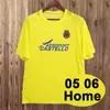 2005 2006 Villarreal 레트로 축구 저지 Kromkamp Forlan Riquelme Home Short Sleeves 축구 셔츠 유니폼