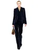 Women's Two Piece Pants Women's Suit 3 Velvet Black Shawl Collar Single Breasted Lady Slim Tuxedos Autumn Wedding Evening Party Jacket