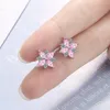 스터드 귀걸이 귀 스터드 꽃을위한 꽃 핑크 지르콘 패션 보석 달콤한 기질 벚꽃 선물 선물 소녀