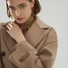 Kvinnor Woolen Coat Brunello Cuccinelli Cashmere dubbelbröst brunt långärmad mode casure jacka