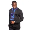 Vêtements ethniques soie coton hommes hauts africains noir à manches longues Patchwork t-shirt sur mesure tenues de mode nigérianes