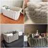 Opbergmanden Handgeweven Mand Thuis Diversen Geweven Katoen Touw Cosmetische Organizer Boek Speelgoed Desktop Bergingen Decor 230613