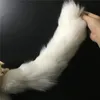 Magicfur Real Fur White 50cm Fox Tail Bag Keychain Charm 부드러운 푹신한 키링 펜탄 액세서리 4101122235u
