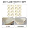 Ensembles de vaisselle 50 Pcs Sushi Boat Plateau de service jetable Assiette en bois Récipients à dessert en plastique