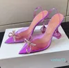 Sandálias Sapatos Festivais Decoração Diamante Transparente PVC Vinho Tacão Salto