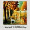 Vibrante pittura a olio Street Landscape Autumns Kiss Handmade Canvas Art Contemporary Loft Decor