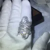 Mode grande bague de fiançailles bagues de mariage pour femmes hommes AAAAA zircon pierre cz or blanc rempli femme doigt bijoux