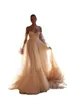 Julie Vino Vintage Tulle Wedding Dresses Boho Long Sleeve Off the Shoulder Pärlade brudklänningar en linje strand vestido de noiva