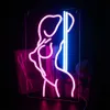 Znak LED Neon LED Neon Lady Night Light Light Hanging Decor Neon na kieliszek do wina sypialnia USB Neon Light R230613