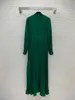 23ss robes d'été femmes s'habillent femmes vêtements de créateurs dentelle soluble dans l'eau couture boucle patte arc taille spectacle mince robe à manches longues vêtements pour femmes