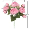 Fiori secchi 30 cm rosa rosa seta peonia bouquet artificiale testa grande tavola di nozze festa fai da te decorazione della stanza di casa