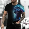 Herr t-skjortor djur t-shirt män 3d leopard tryckt kort ärm toppar mode gata hip hop shirt överdimensionerade tee sommarkläder