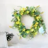 Dekorativa blommor 13.8 "Daisy Wreath Floral Garland Artificial Greenery Leaves Hanging For Door Party Decor All Seasons Garden