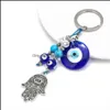 Sleutelhangers Mode Accessoires 2021 Turkse Evil Eye Lucky Blue Fatima Hand Charm Trinket Sleutelhanger Vintage Sleutelhanger Voor Mannen vrouwen C314J