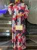 Plus size Dresses Size 5XL VONDA Summer Women Bohemian Long Sleeve Maxi Dress Vintage Printed Casual Stand Collar Party Robe Holiday 230613