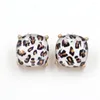 Stud Earrings Square Alloy Animal Colors Print Leopard Dog For Women