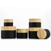 Kosmetikdosen aus schwarzem Milchglas mit Holzmaserung-Kunststoffdeckeln, PP-Einlage, 5 g, 10 g, 15 g, 20 g, 30, 50 g, Lippenbalsam-Cremebehälter Ndtpd