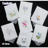 3PCS Luxury Cotton Women Hankies Embroidered Lace Flower Hanky Floral Random Color Cloth Ladies Handkerchief Fabrics T200618400542210D