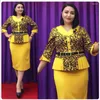 Roupas étnicas Vestidos africanos para mulheres XL-5XL Plus Size Natal Poliéster Manga 3/4 Decote em V Dashiki Festa Casamento Vestido na altura do joelho