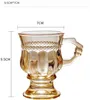 Glass Cup 150Ml Retro Embossed Pattern Amber Clear Color Water Cups Gift Creative Ins Wine Glasses Coffee For Men Women Party Drop De Ot21K