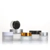 Frosted Glass Cream Bottle 5g~50g Empty Container Cosmetic Jars with Black white Gold Silver Lid Irsvv