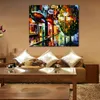 Cityscapes Canvas Art Amsterdam Night Rain Beautiful Street Landscape Dipinto a mano per l'home office moderno