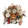 Decoratieve Bloemen Hoogland Koe Krans Handgemaakte Kunstbloem Stro Lente Zomer Voordeur Bloemen Garland Hanger Veranda Decor