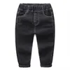 Jeans barn vår höst bomull jeans baby pojkar mode elastiska denim byxor barn fast färg cowboy casual byxor 2y-8 år 230614