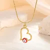 Chains Hollow Heart Evil Red Eye Necklace For Women Vintage Love Pendant Choker Stainless Steel Gold Color Jewelry Collars
