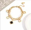 ファッションジュエリーデザイナーバンクリーフリークローブチャームブレスレット最新ブレスレット4Four Leaf Bracelet Gold Plate Fillステンレス鋼のagate花