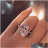 وسادة حلقة Solitaire Cut 3ct Lab Diamond 925 Sterling Sier Band Band Rings for Women Men Moissanite Party Jewelry Dr Dhzeo