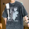 メンズTシャツ読みやすい夏の半袖男性カジュアルルーズオタック首襟花柄のTシャツの男