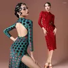 Vêtements de scène femmes robe de danse latine avec coussin de poitrine femme rétro Style National Cheongsam Performance Costumes vêtements DN10733