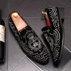 Hommes mocassins piste célèbre imprimé Skate en cuir véritable appartements broderie abeille nouvelles chaussures habillées en daim noir à semelle souple