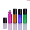 400pcs Refillable 5ml ROLL ON GLASS BOTTLES ESSENTIAL OIL Steel Metal Roller ball fragrance PERFUMEshipping Wusjf