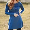 Casual Dresses Women's Autumn And Winter Furry National Wind Printed Long Sleeved Round Neck Dress Party