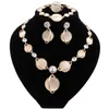 Elegant Italian Gold Plated Opal Jewelry Set luxury Necklace Ring Earrings Bracelet For Women Wedding Party Accessories