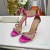 fashion Diamond high heel Sandals 10.5cm women's Gold lock decorative High Heels summer rose red Sandals Ankle strap Dress