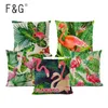Cuscino Pianta tropicale Copertura decorativa Flamingo Cotone Lino Custodia Fiori per Cojines Decorativos Para Sofa