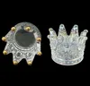 Crystal Glass Crown Shaped Votive Tea Light Candle Holder Crafted Jewelry Organize Plate Creative Ashtray Home Gold Purple Wedding Decoration