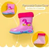 Laarzen Waterschoenen voor babymeisje Jongensschoenen Waterdichte schattige regenlaarzen Kinderen PVC-rubber Dinosauruspatroon Regenschoenen met verwijderbaar fluweel 230614