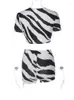 Kadınların Trailtsits Kadınlar 2023 Baskı Zinciri Üst ve Mini Pantolon Setsstripe Club Setleri Yaz Seksi Kısa Zebra 2 İki Parça Kıyafet