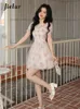 Grundlegende Freizeitkleider Jielur Lolita Rosa Y2k Minikleid Frau Strand Kurzarm Blumenkleid Koreanische Mode Lässig Süßes Kurzes Partykleid Sommer 230614