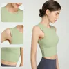 LL nieuwe yoga tanktop ronde hals crop top zomerontwerper met borstkussen vest ondergoed vrouwelijk sexy strak hardlopen mouwloos T-shirt fitnesstraining top