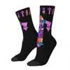 Herrstrumpor hip-hop Trapstar Colorful Print Crew Socks Merch alla säsonger varma besättningsstrumpor svettas absorberande fantastisk gåva till honom henne 230613