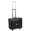 Koffers letrend zwart pu lederen rollende bagagekoffer wielen 18 inch carry on trolley piloot reistassen