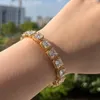 Link Armbanden 2023 Zomer Aangekomen Iced Out Bling Vierkante Zirconia Cz Cluster Tennisketting Hip Hop Armband Sieraden Cadeau Voor Vrouwen Mannen