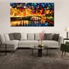 City Life Landscape Canvas Art Bridge Over Dreams Hand Painted Kinfe Painting for Hotel Wall Modern