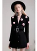 Vrouwen Pakken 2023 Mode Nva Vrouwen Casual V-hals Lange Mouwen Knoppen Rose Riem Blazer Elegante Dame Chic party Club Kleding